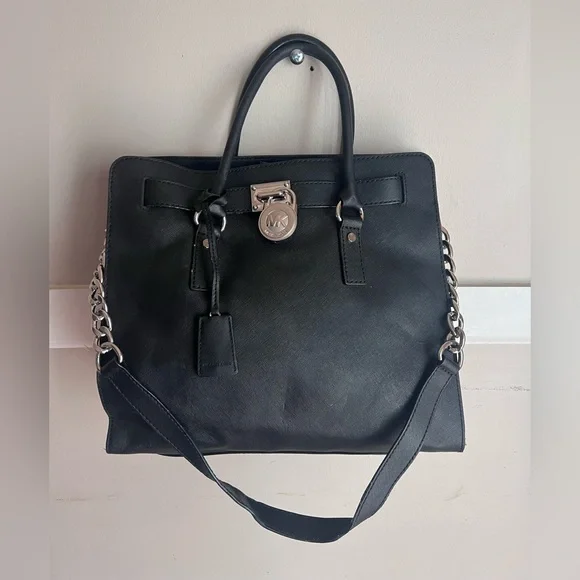 Michael Kors Black Satchel with Silver Accents - Picture 6 of 9